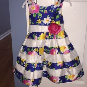 Yellow and blue striped dress